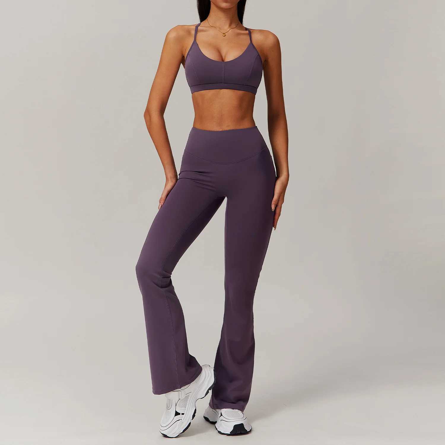 New 2PCS Sexy Yoga Women Clothes Workout Set Sportswear Fitness Long Sleeve Crop Sports BraTop High Waist Leggings Sports SuitsXJ250109