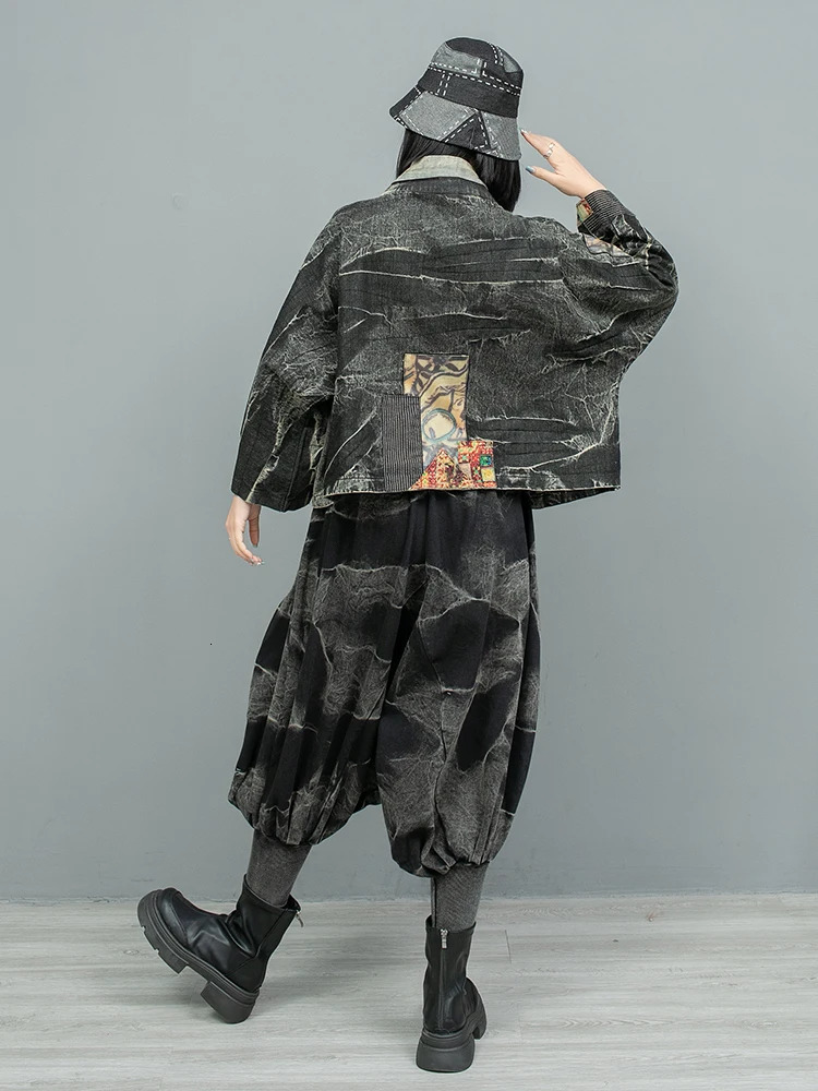 Personalized Denim Buttoned Cardigan Jacket Small Leg Lantern Pants Twopiece Set Women Spring Autumn Fashion Pant ZF405 250106