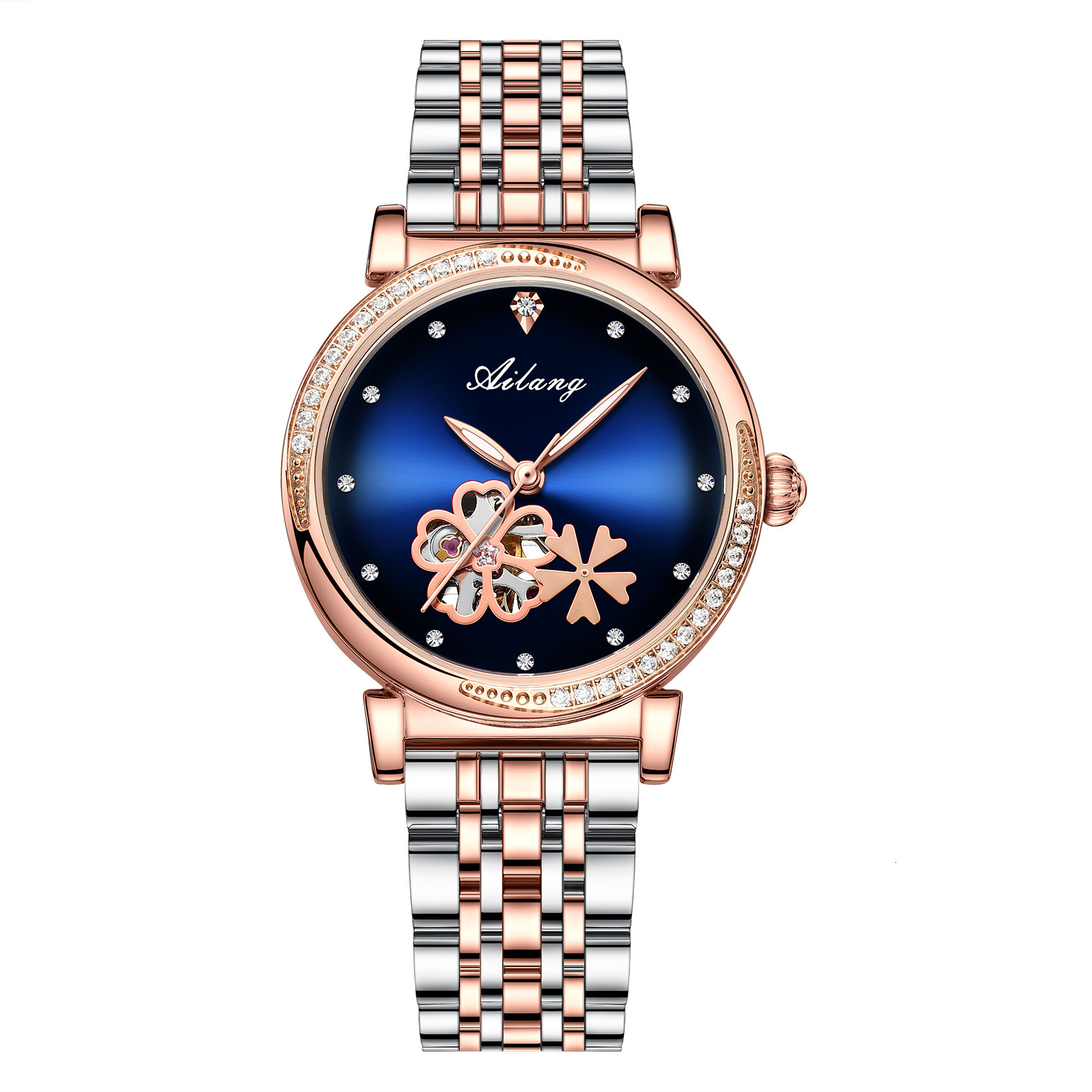 Ladies' Green Skeleton Automatic Mechanical Watch with Diamonds - Birthday Gift