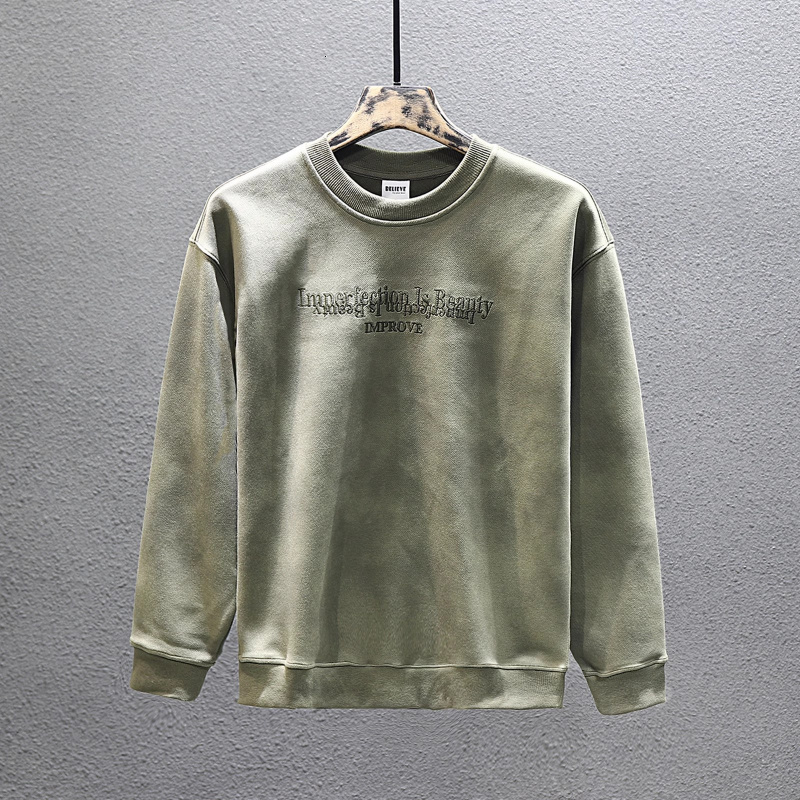 Autumn Winter Long Sleeved Hoodie For Men, Loose And Versatile, Street Trend Round Neck Casual Thick Base Coat Top