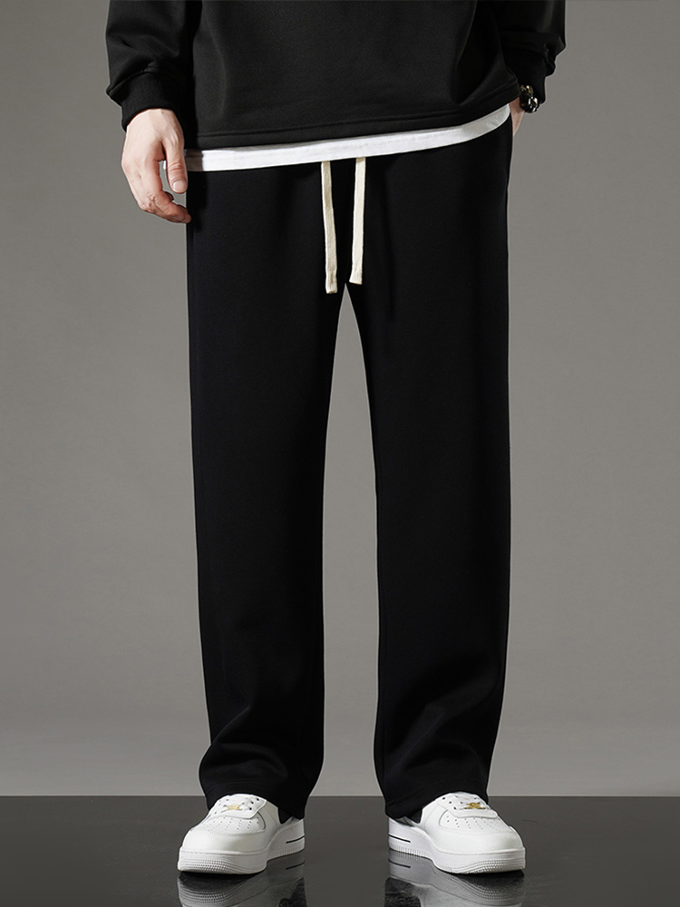 Spring Autumn Men Sweatpants Korean Fashion Sportswear Drawstring Wide Leg Straight Track Pants Cotton Casual Loose Trousers