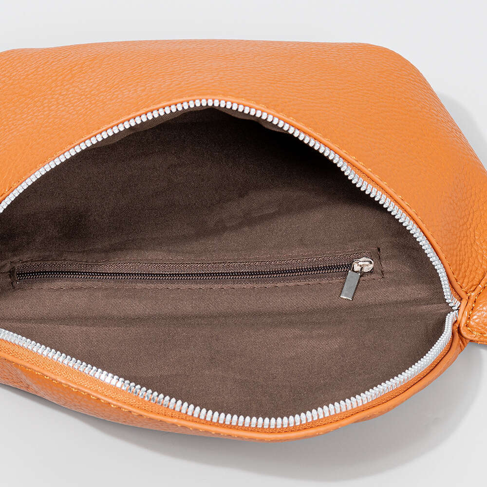 Leather Chest Crossbody Women's Large Capacity Pleated Waist Bag, Leisure Travel Zipper Small Backpack