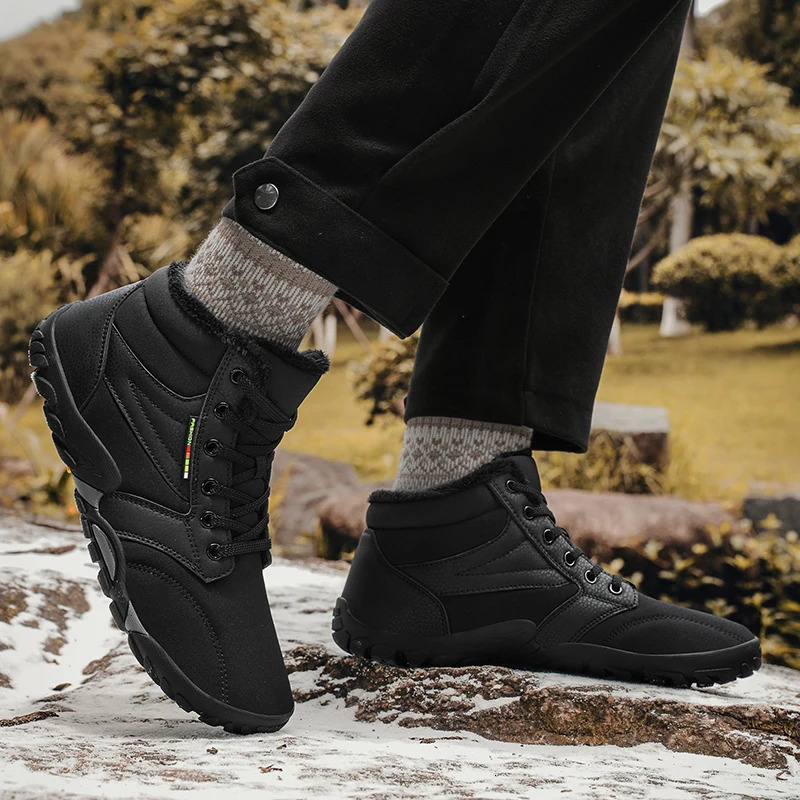 Winter Boots for Men Snow BareFoot Outdoor Non-slip Warm Fur Casual Sneakers Plus Size Lightweight Ankle Boots Hiking Shoes 250106