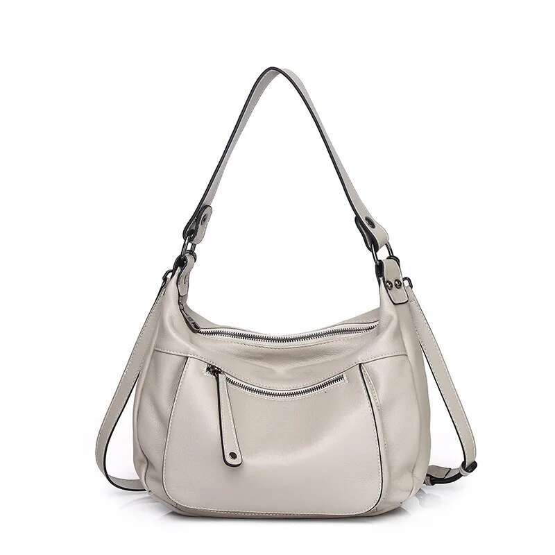 Women Hobo Crossbody Bags Genuine Leather Female Handbag 2025 New Fashion Versatile Shoulder Bag Solid Color Soft Cowhide Purse