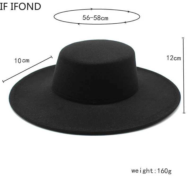 French Warm Hat Width Brim 10CM Fe Hat Winter Wool Derby Wedding Jazz Hat Flat Top Felt Hat X250109