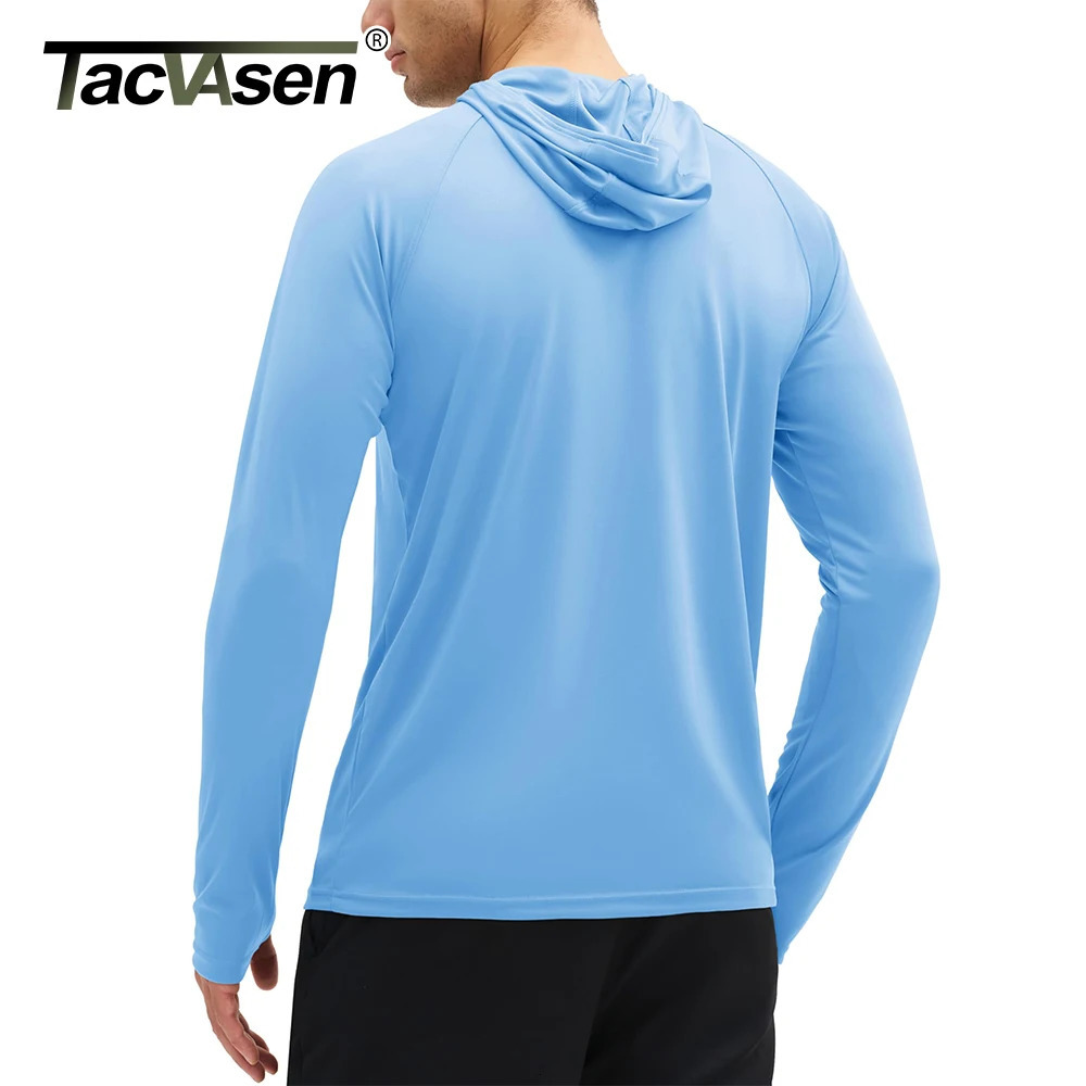 TACVASEN Lightweight Long Sleeve Sun Protection TShirts Mens Quick Dry UPF 50 Outdoor Shirts with Hoods Fishing Running Shirt 250106