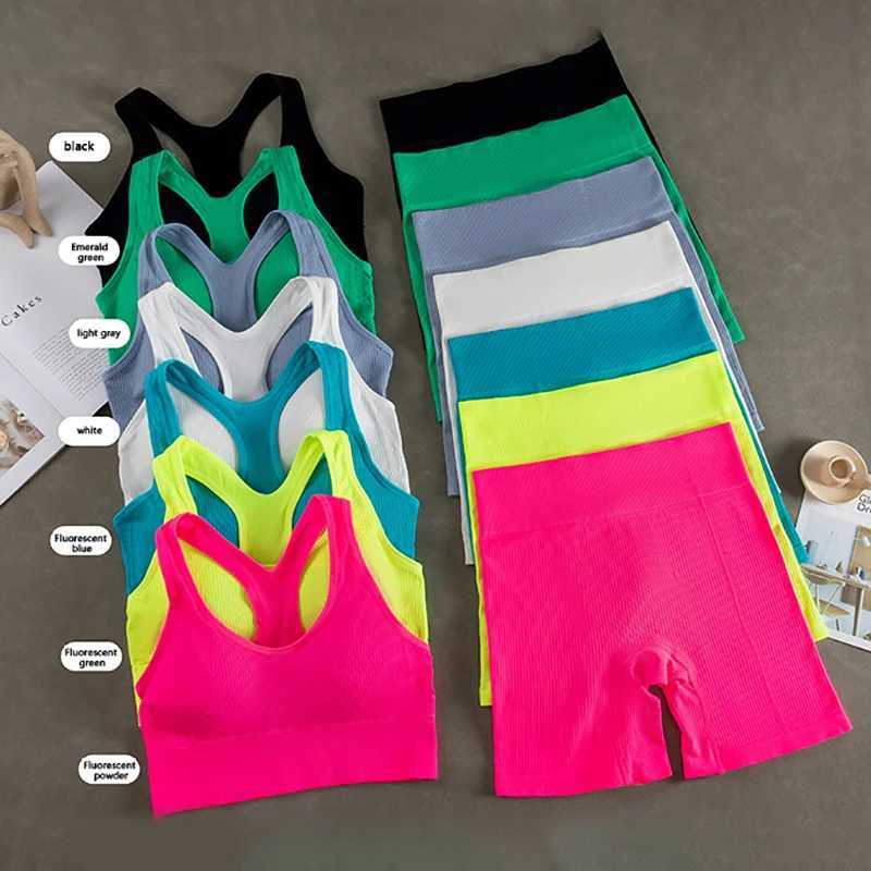 Seamless Sports Bras Set And Pants Panties For Women Female Sexy Underwear Yoga Fitness Bralette Vest Briefs 2Pcs Crop TopXJ250109