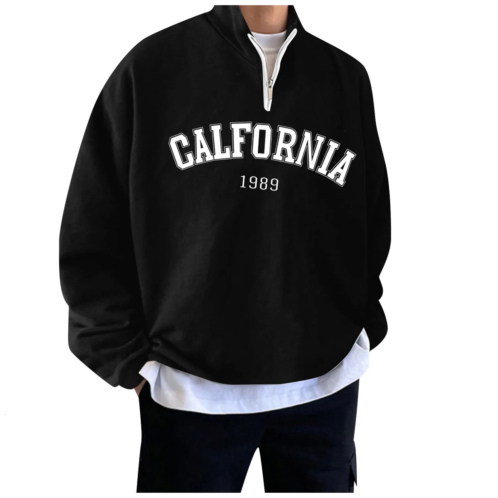 Hoodie For Men Fall Winter Fleece Sweatshirts Letter y Turtleneck Hoodies Pullover Vintage Streetwear Warm Sweats 250106