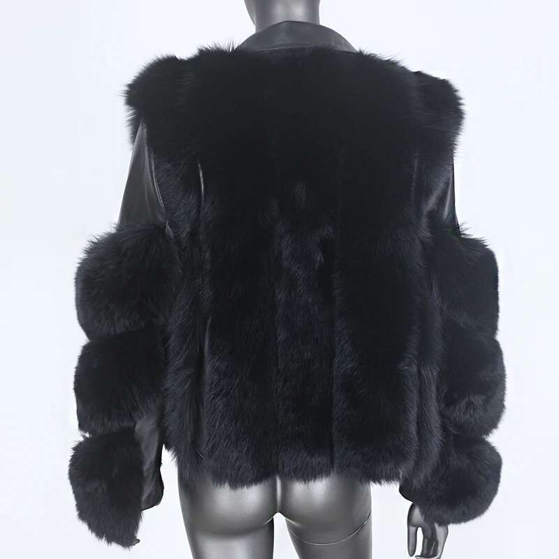 FURYOURSELF 2023 New Warm Real Coat Vest Winter Jacket Women Natural Fox Fur Genuine Leather Outerwear Detachable Locomotive