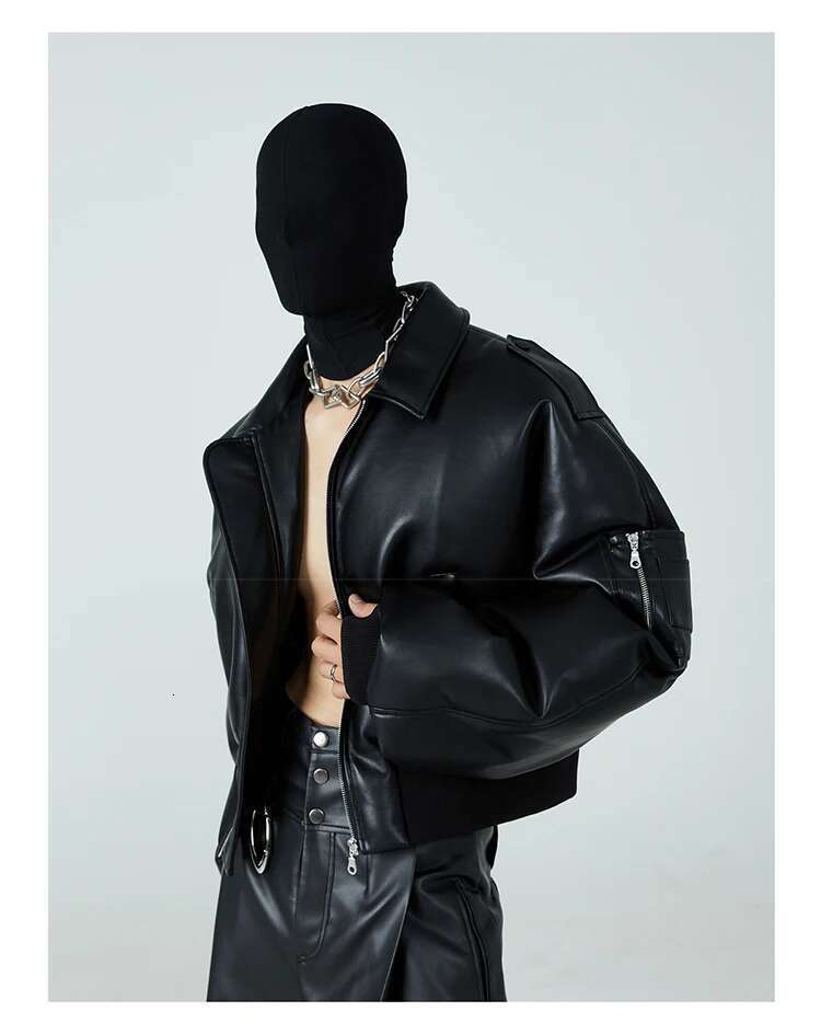 Women's Wear Autumn Winter Short Thick Warm Black Pu Leather Jacket Men With Long Sleeve Zipper Casual Designer Clothes