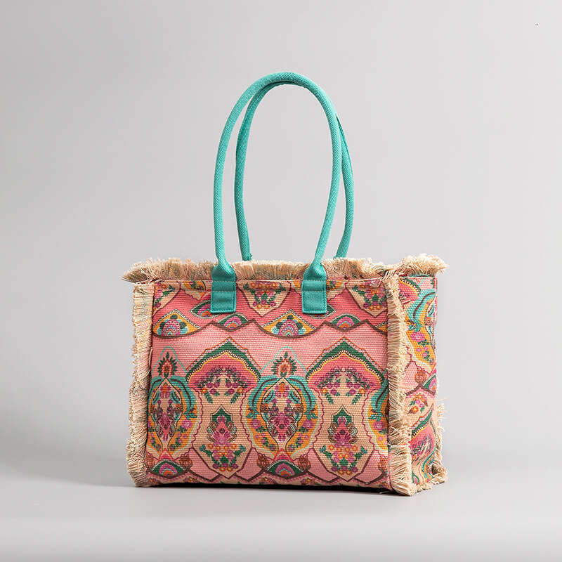 Tote Bohemian Shoulder Zipper Handbag Large Capacity Canvas Bag Women's Summer