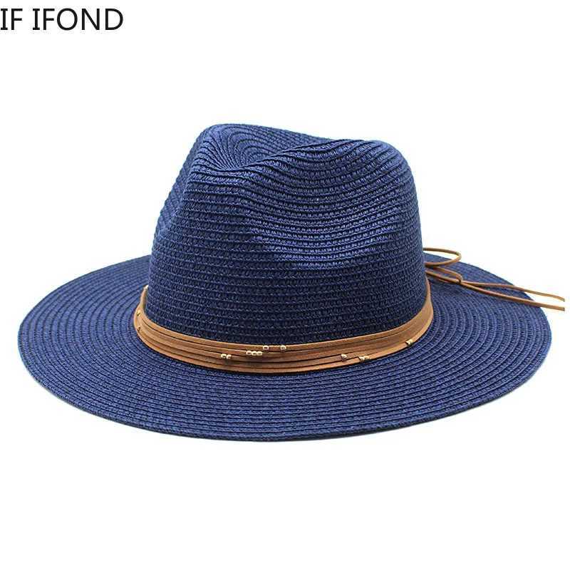 Large size 60CM new straw hat 7cm Brim summer cooling beach sun hat outdoor party Panama jazz hat Sbreros De Mujer X250109