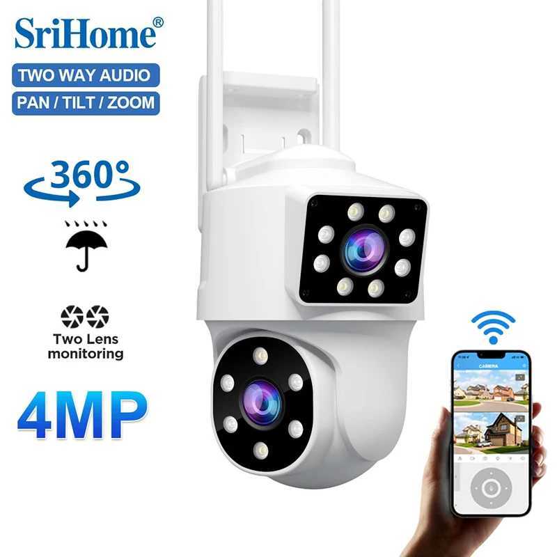 Srihome SH063 4MP Wifi IP Outdoor Camera 2.4/5GHZ PTZ Surveillance Camera Dual Lens Dual Screen Audio Security Camera X250110