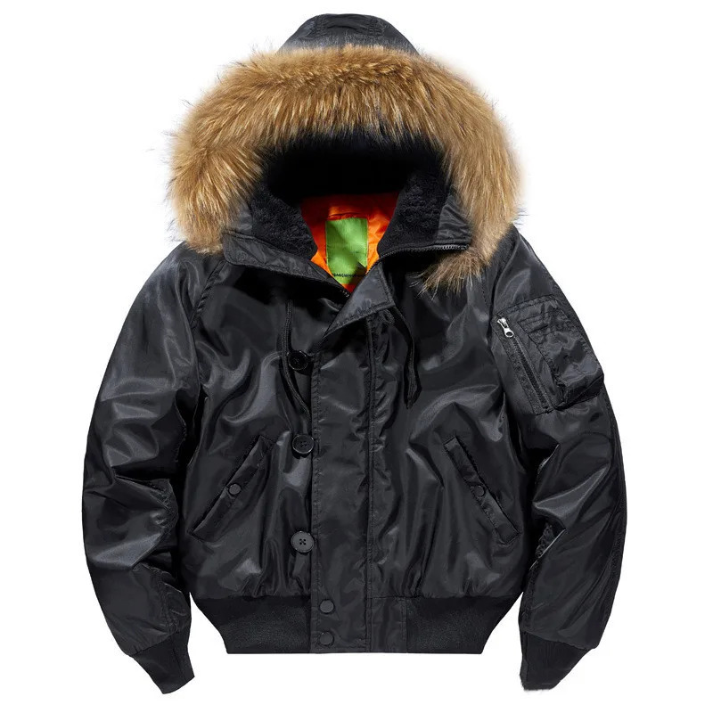 Military Fur Collar Hood Warm Tactical Bomber Winter Jackets Men Hooded N2B Outwear Coats Windproof Flight Pilot MA1 250107