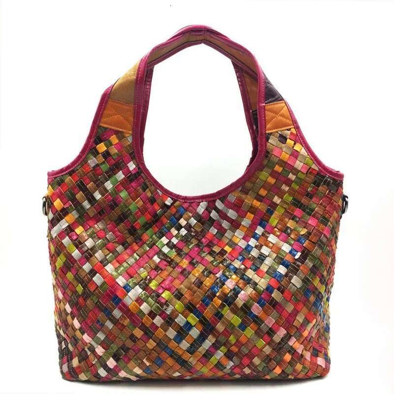 Fashion Big Shopping Handbag Genuine Leather Multicolour Bags Women Designer Crossbody Bag Female Girl Cowhide Tote