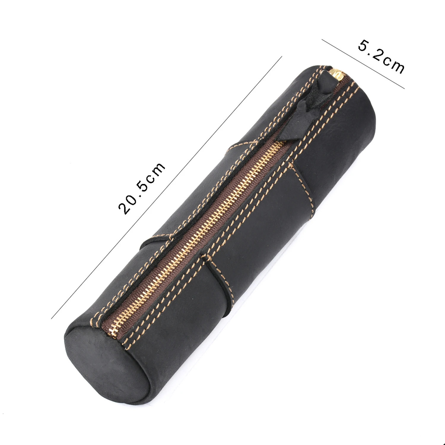 Vintage leather zipper pencil case organiser pouch simple handmade pen case box coin purse stationery storage bag for school 250110