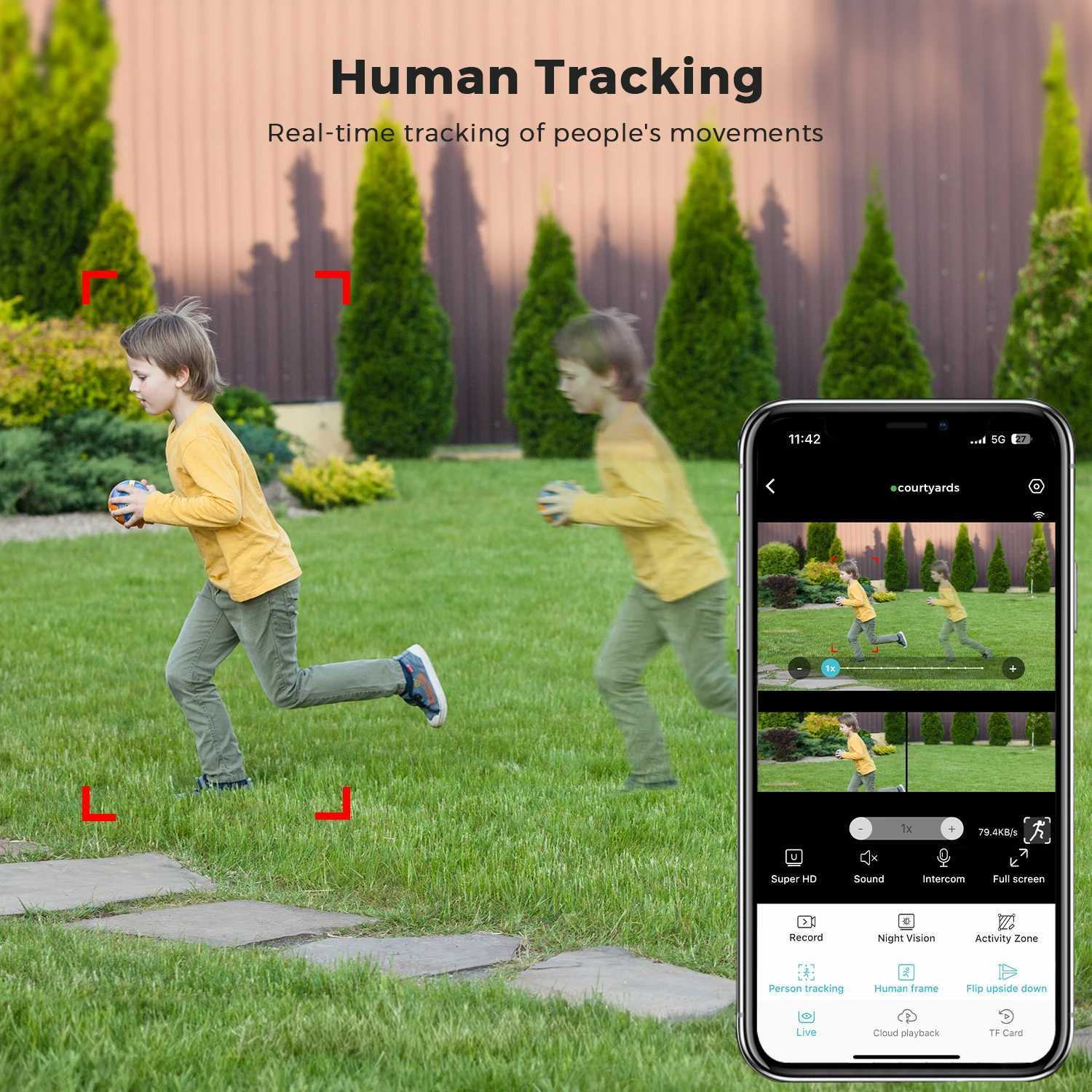 20MP 8K high-definition WiFi outdoor camera 10X zoom four lens three screen automatic tracking security protection 4K pan tilt CCTV video surveillance