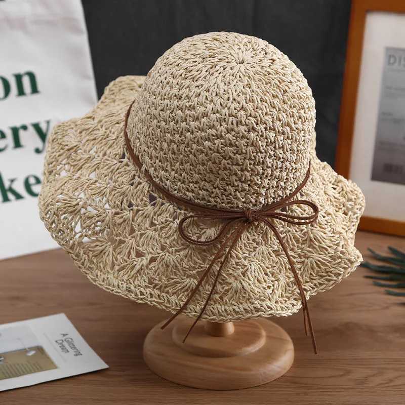 D T 2022 New Fashion Hat Text Luxury Leisure Bow Rope Decoration Elegant Sunscreen Beach Outdoor Style Versatile Straw X250109