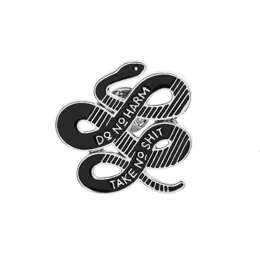 Fashion Personality Snake Brooch Do No Harm Take No Shit Enamel Denim Lapel Pin Buckle Women and Men Accessories Punk Jewelry 250103