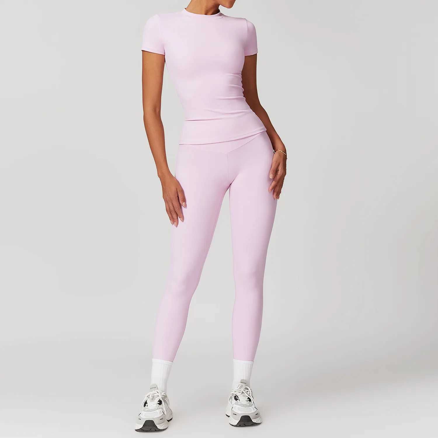 2PCS Yoga Set Workout Sets Women Clothes Gym Tracksuit Push Up Fitness Running Sportwear Sport Bra Short Sleeved Leggings SuitXJ250109