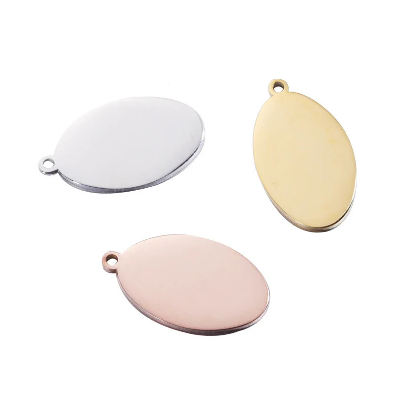 20Pcs 23514mm Oval Blank Charms Mirror Polish Stainless Steel For DIY Making Necklace Keychain Earrings Jewelry 250109