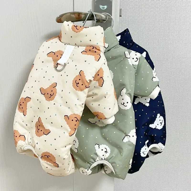 Waterproof Dog Warm Jacket Bear Print Winter Dog Coat Cotton Four Legged Dog Clothes Chihuahua Poodle Bichon Puppy AccessoriesXJ250109