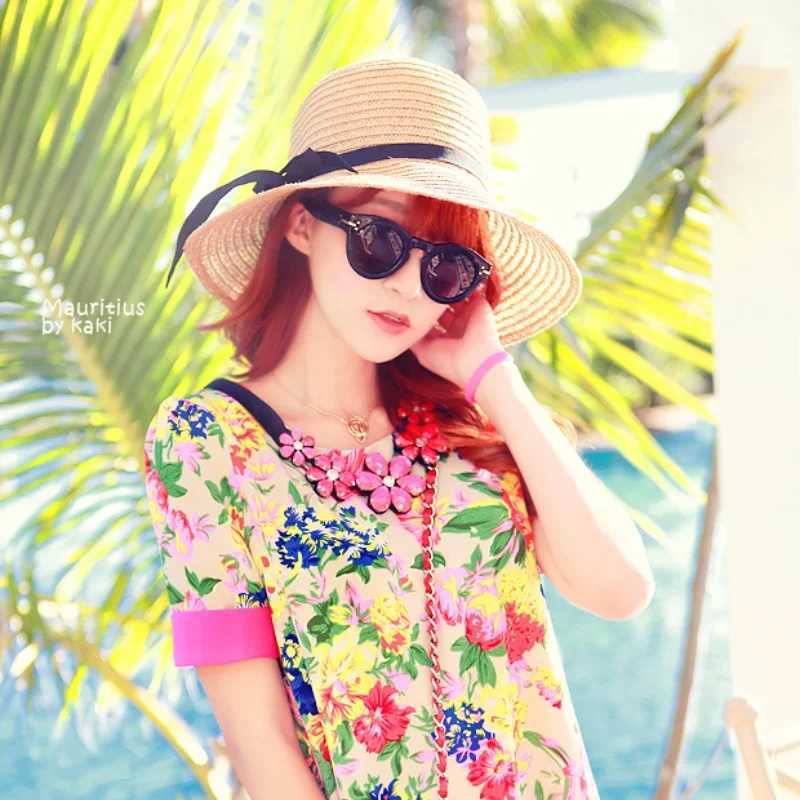 Wide Brim summer sun hat for warm beach UV protection Grass hat Fem Outdoor summer Panama hat bone Chapeu Feminino X250109