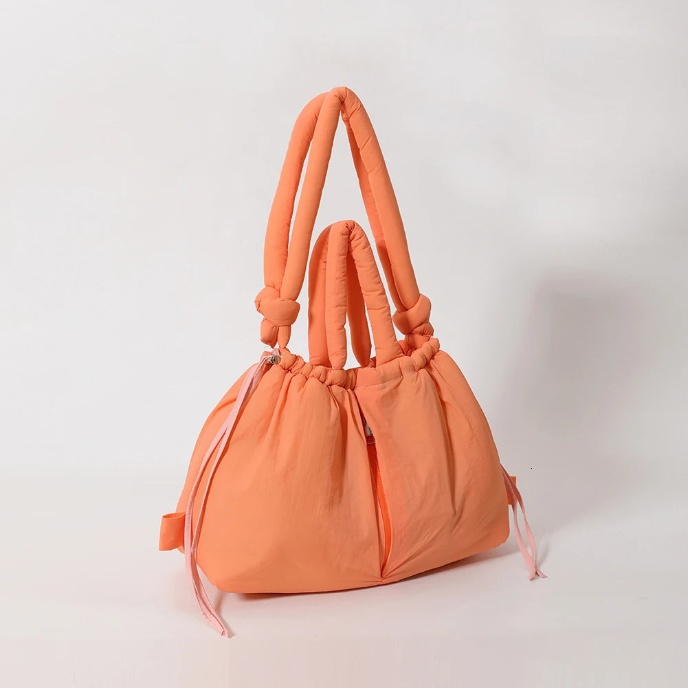 Puffer Tote Bag for Women Adjustable Strap Shoulder Bag Nylon Solid Backpack Large Capacity Puffy Purse for Shopping Travel 250106