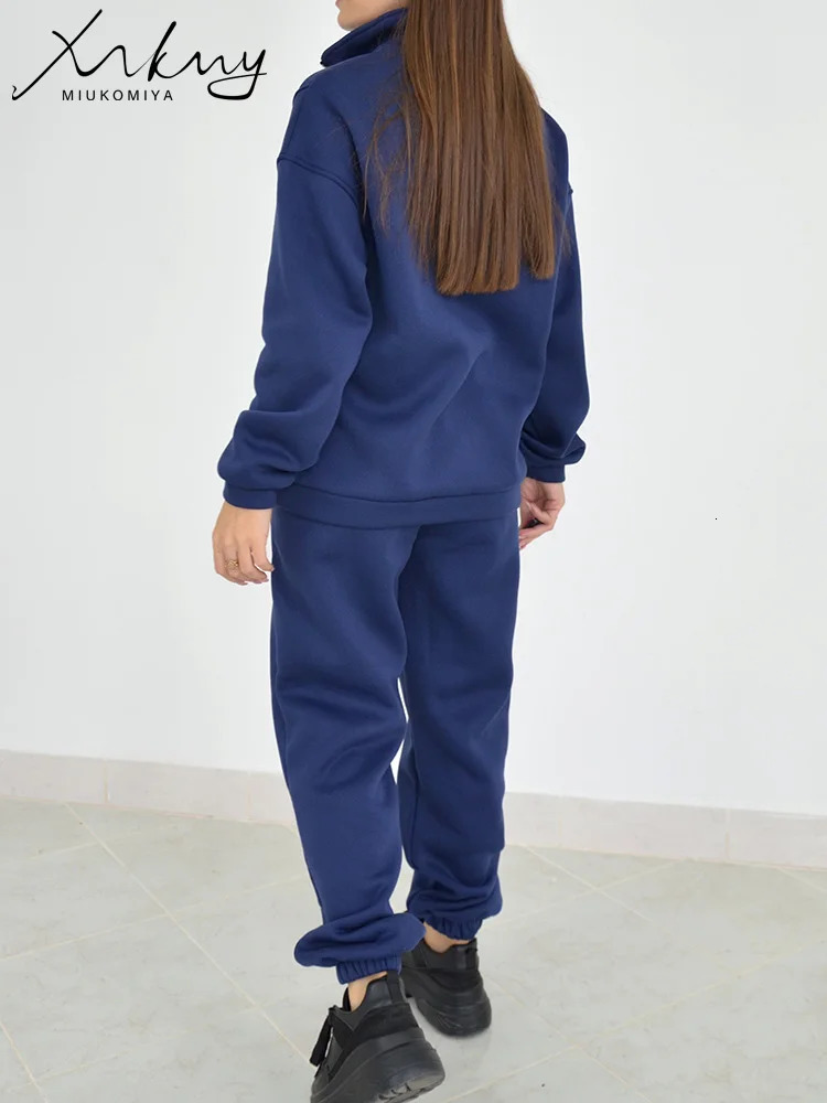 Womens Thick Fleece Tracksuit Winter Two Piece Pants Set Women Warm Sweatshirts Sports Suit 2 Sets Sweatpants 250106