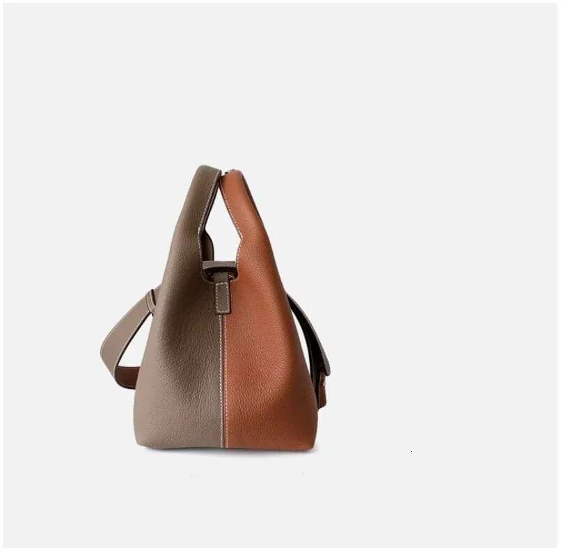 UBEL 2024 Brand New Real Leather Women Basket Designer Bucket hot Versatile Handheld Small Crossbody Bag Black