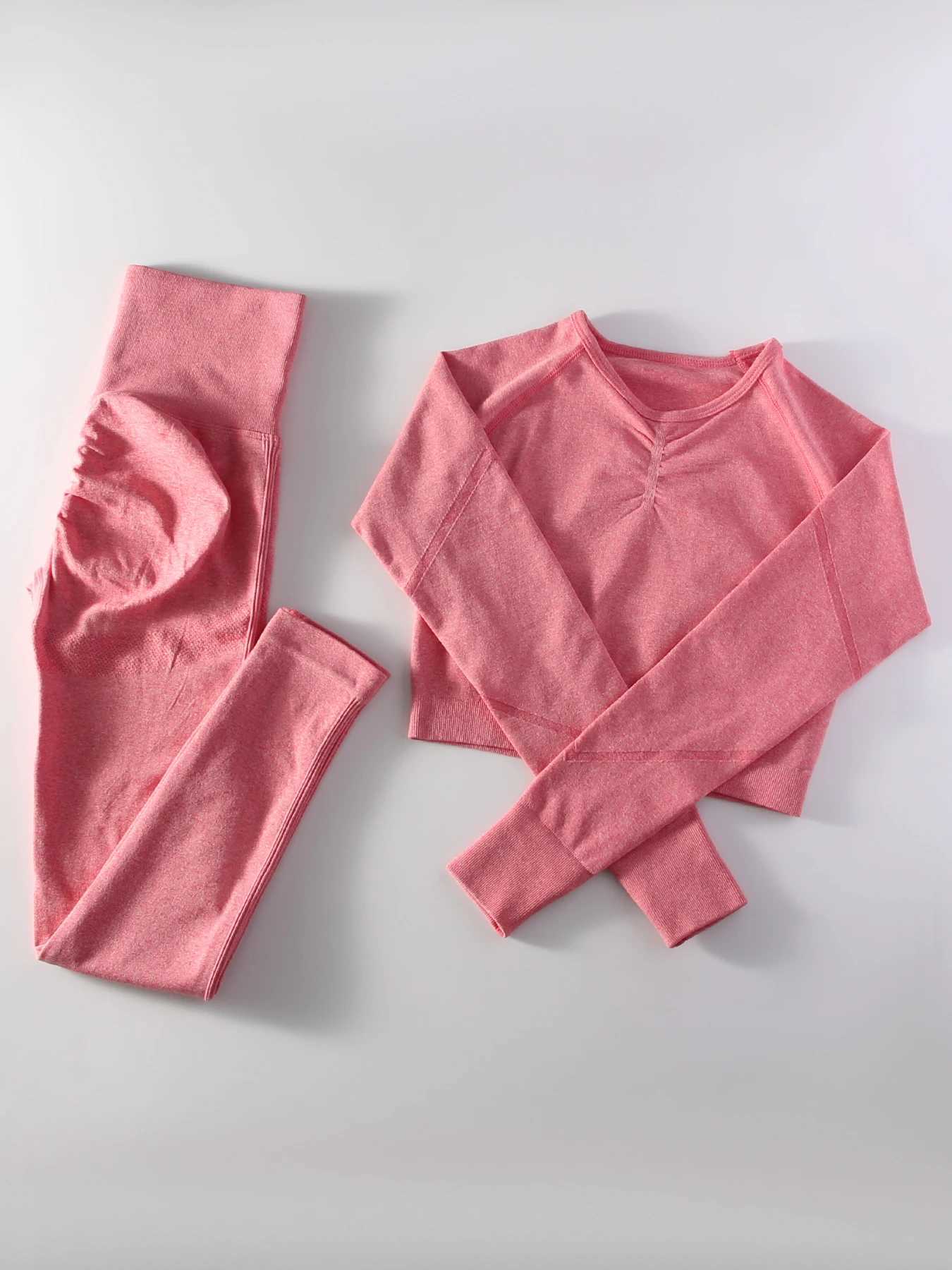 Womens 2 Piece Seamless Yoga Sportswear Set Gym Wear Fitness Wear Short Long Sleeve Top High Waist Leggings Fitness SportswearXJ250109