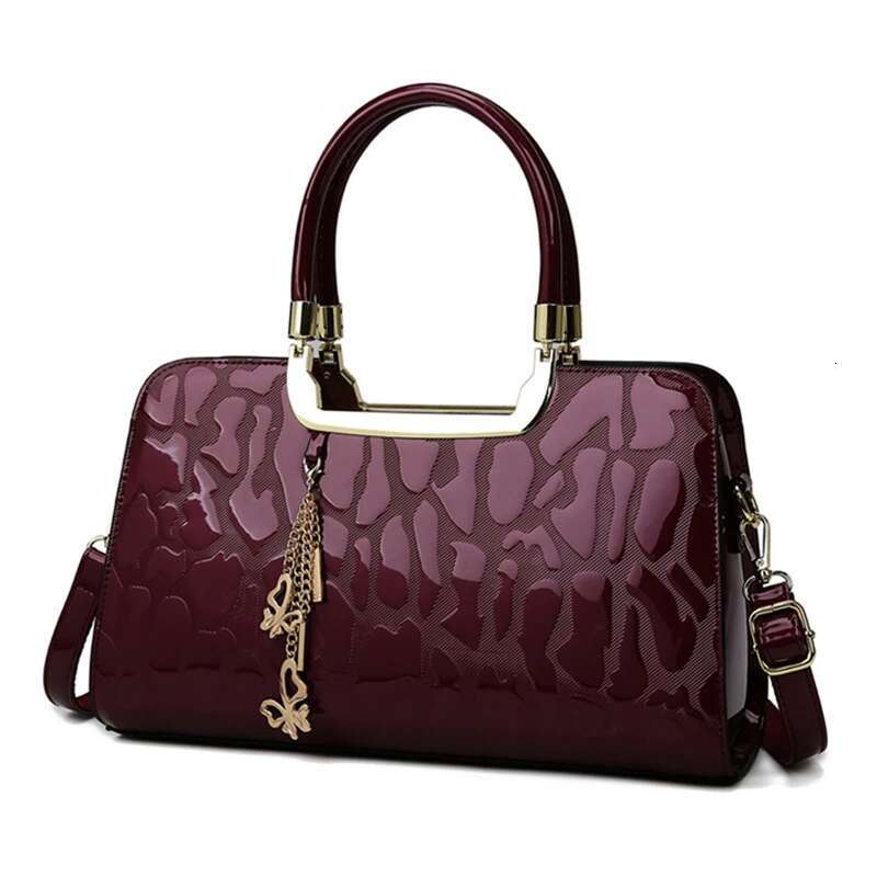 New Fashion Stone Pattern Women Handbags Designer Patent Leather Ladies Shoulder Bags Female Girl Brand Crossbody Bag
