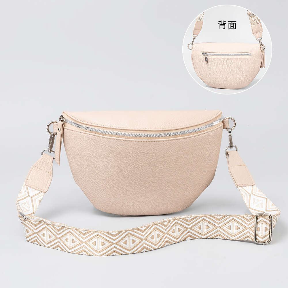 Leather Chest Crossbody Women's Large Capacity Pleated Waist Bag, Leisure Travel Zipper Small Backpack