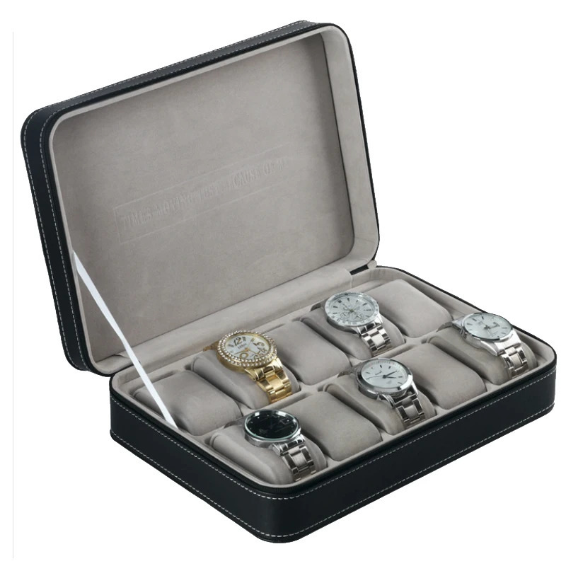 24681012 Slot Watch Box Portable Travel Zipper PU Leather Storage Case Display for Business Trips and Gifts 250109