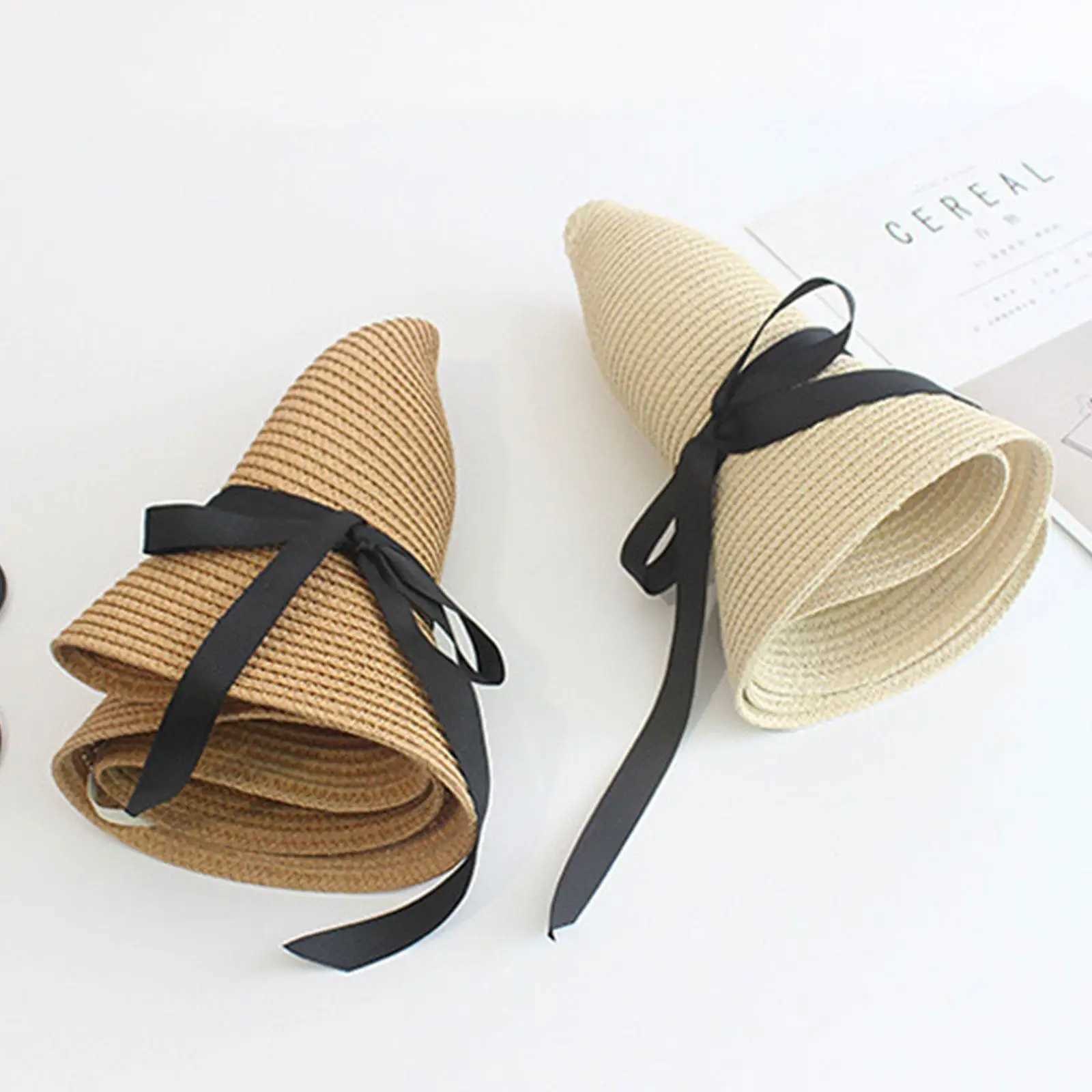 The paradigm of woven straw hat text in spring and summer beach wide bow sun hat noble style sun hat X250109