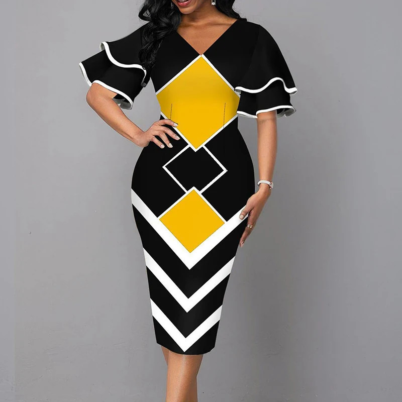 Elegant Women Dress Summer Fashion V Neck Short Sleeve Sexy Slim Vintage Patchwork Casual Lady Party Dresses Vestido 250106