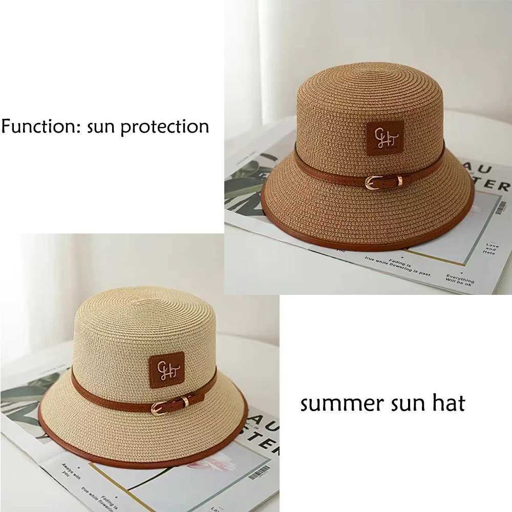 Sun hat wens summer flat top straight hat British style small bottom hat woven short brim sun protection base hat X250109