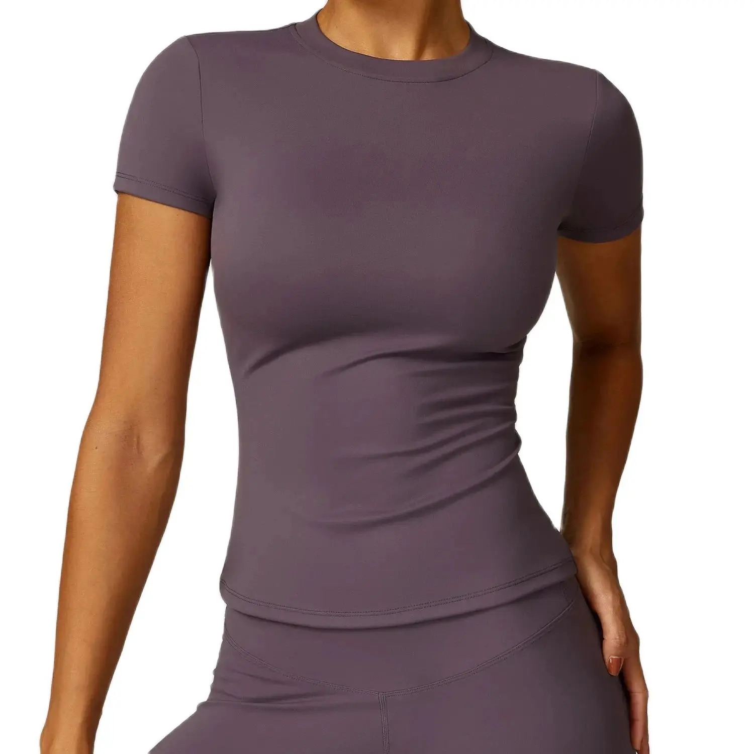 NCLAGEN Short Sleeve T Shirt Women Sports Clothes Running Workout Round Neck Breathable GYM Wear Yoga Fitness Active Top Tee 250107