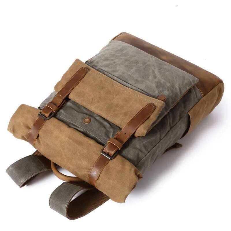 Men Daypacks Vintage Canvas Backpack Leather School Bag Designer Casual Fashion Waterproof Travel Bag Male Back Pack Bagpack