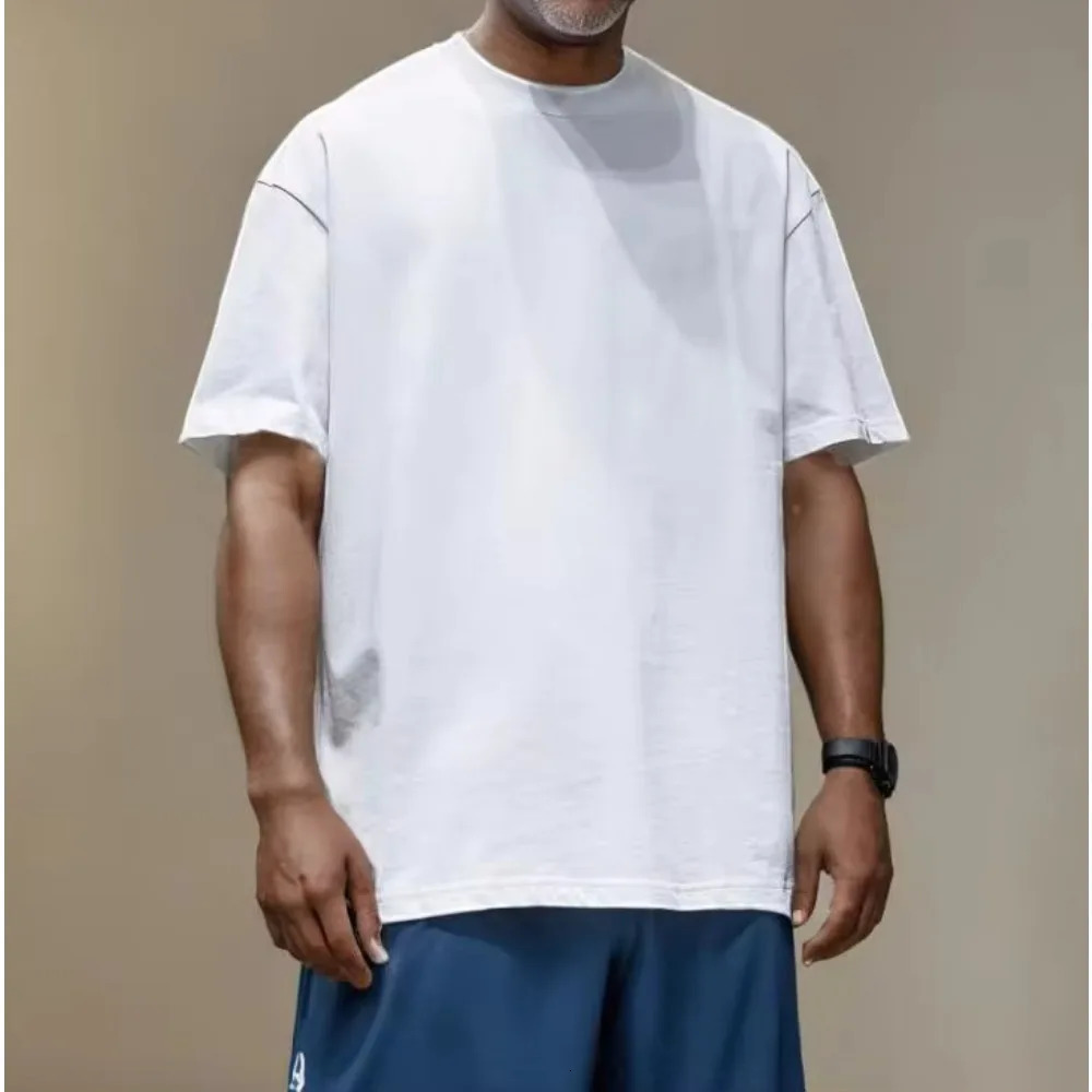 Cotton Tshirt Mens Summer Breathable Short Sleeved Top Casual Sports Round Neck Loose Plain Father Gift 250106