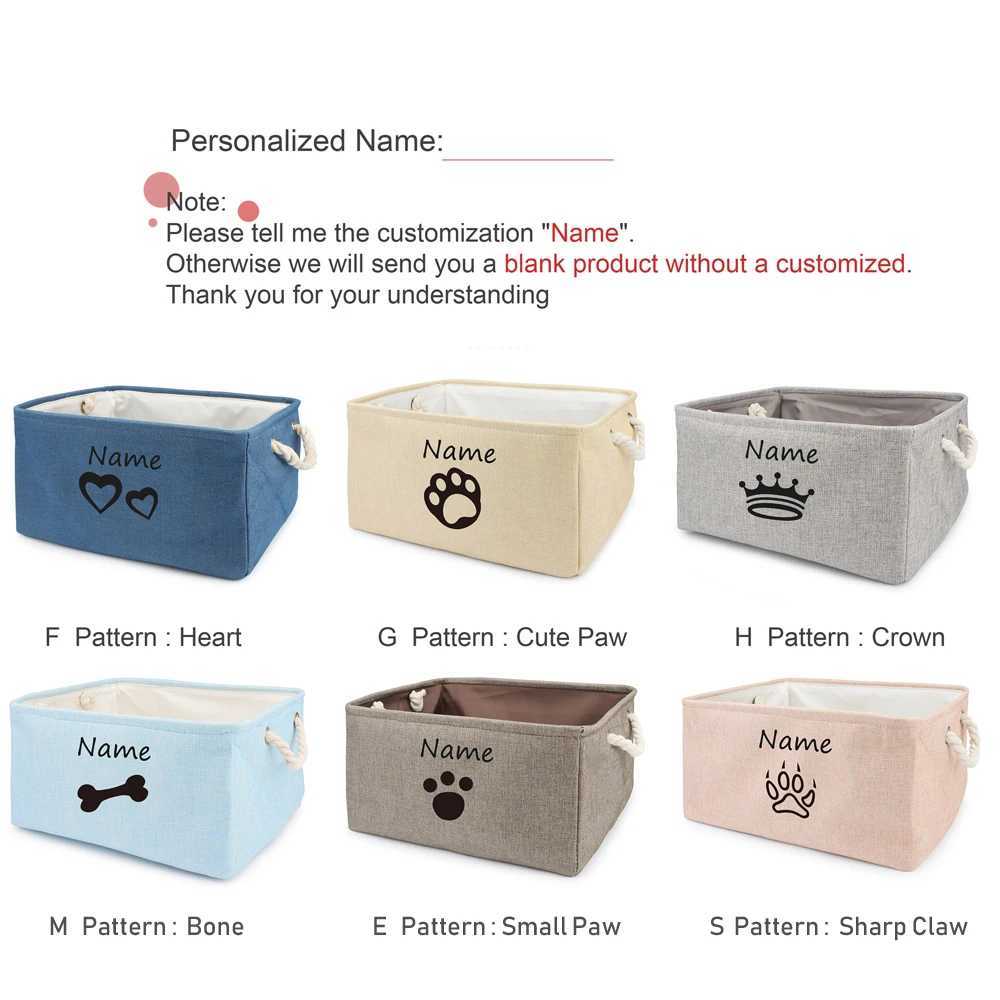 Personalized Cat Dog Toy Storage Basket Clothes Bin Pet Custom Name DIY Collapsible Box Free Print ID Pet AccessoriesXJ250109