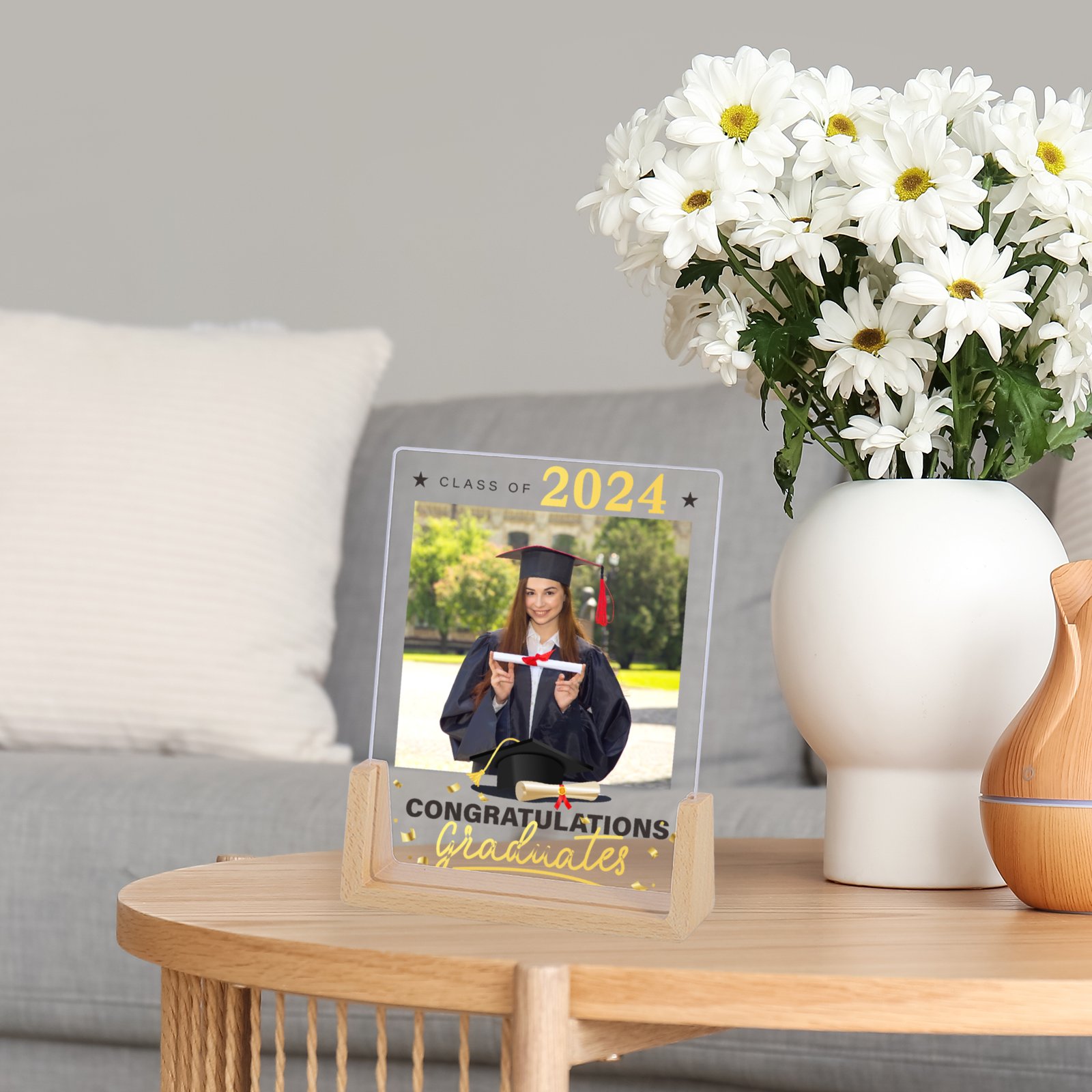 Personalized Picture Frame Her Him Class of 2024 High School College Graduation Photo Frames for Daughter Son H260306
