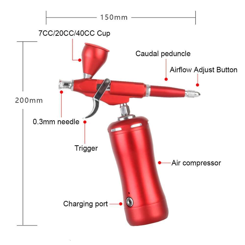 HB08MINI-116 Auto Start Stop Airbrush with Compressor Kit Easy Use Cordless Portable Wireless Personal Pneumatic Tool
