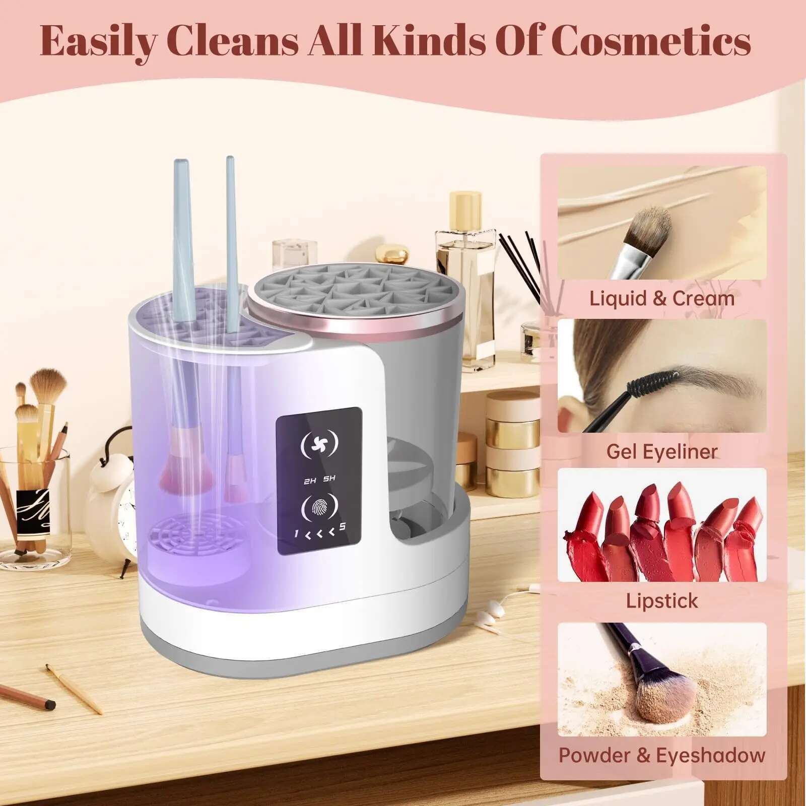Electric hine With Makeup Brush Dryer-Holder-Portable USB Cosmetic Brushes Cleaner Washer Quick Dry Tool