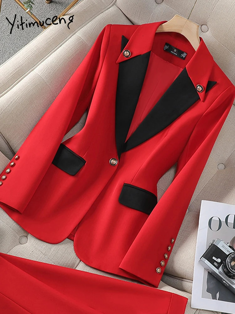 Yitimuceng Suit Set for Women Spring Summer Professional Formal Wear Light y High end Feeling Two piece Pants 250106