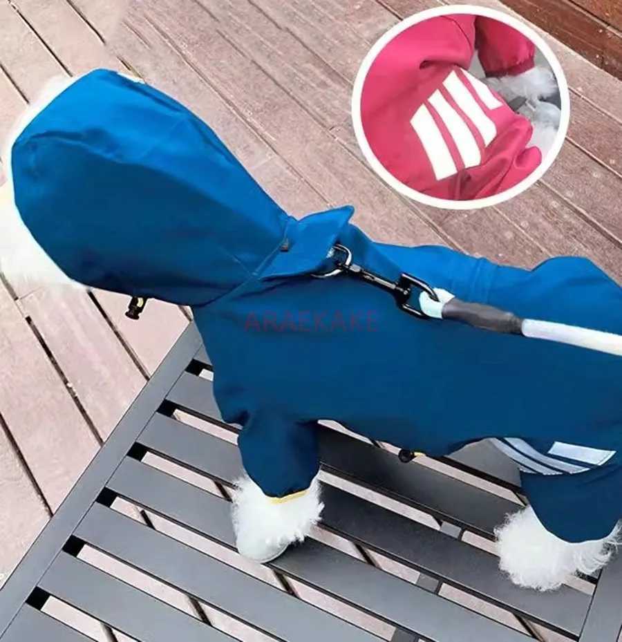 Little dog raincoat four legged waterproof can tow teddy bear Schnauzer small dog pet walking dog in rainy days to preventXJ250109