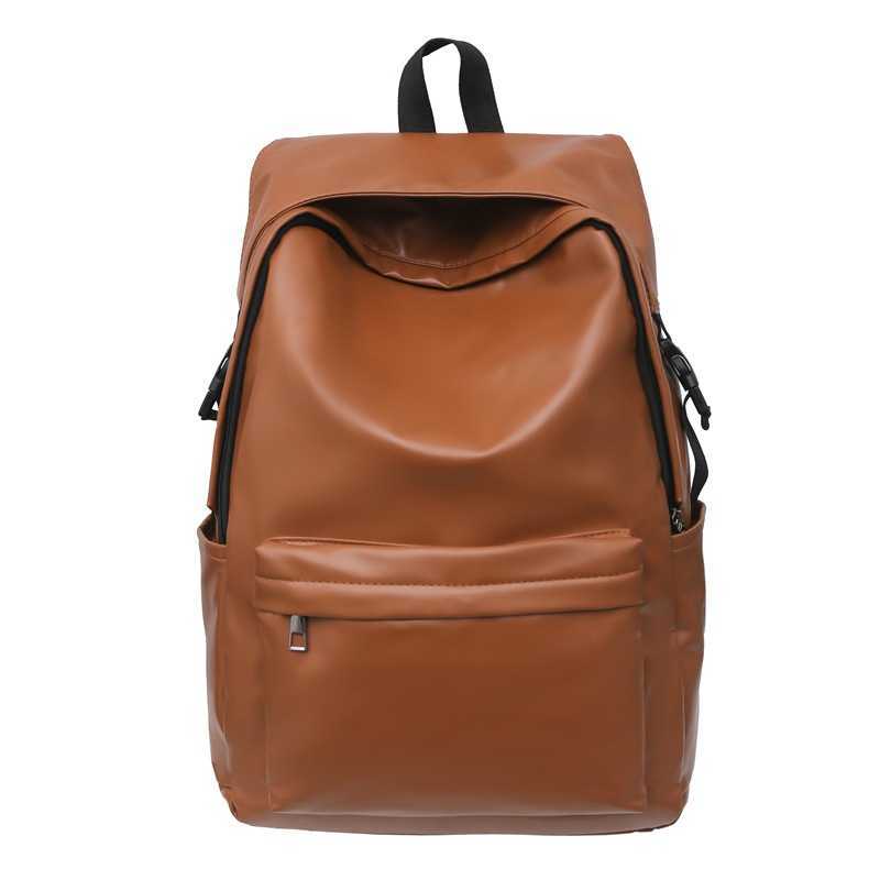 Men's high-end backpack with large capacity PU leather casual backpack for high school and college students 250110