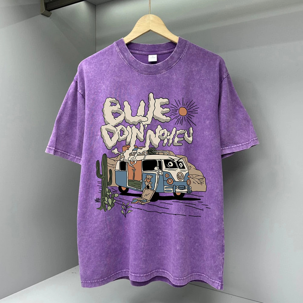 Please Pay Attention To American Retro Cartoon Male Tshirt Oversized Loose T Shirts Cotton Hip Hop Breathable TShirts 250106