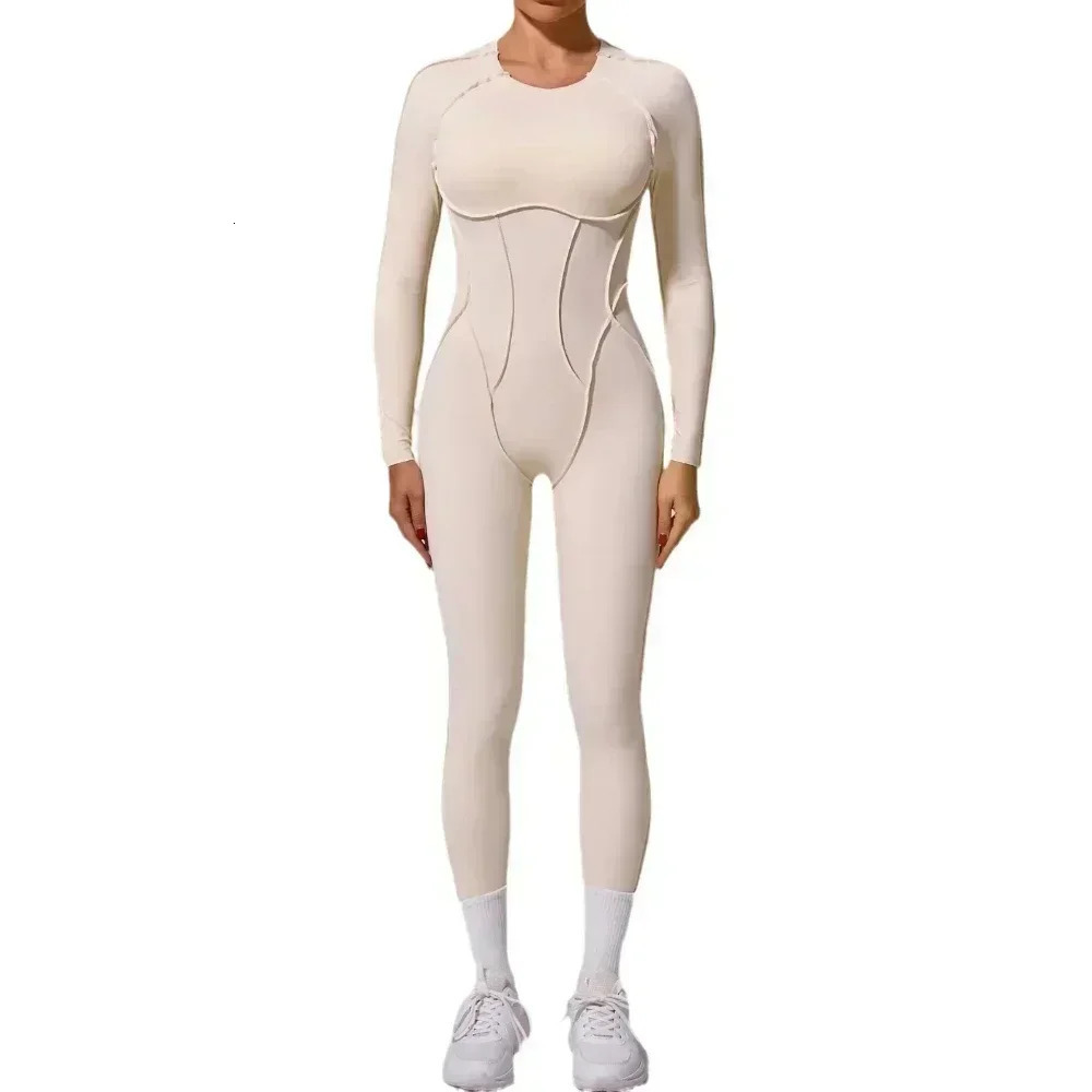 Seamless Yoga Jumpsuits Sports Hip-lifting One-Piece Backless Long-sleeved Leggings High Elasticity Gym Yoga Fitness Bodysuits 250103