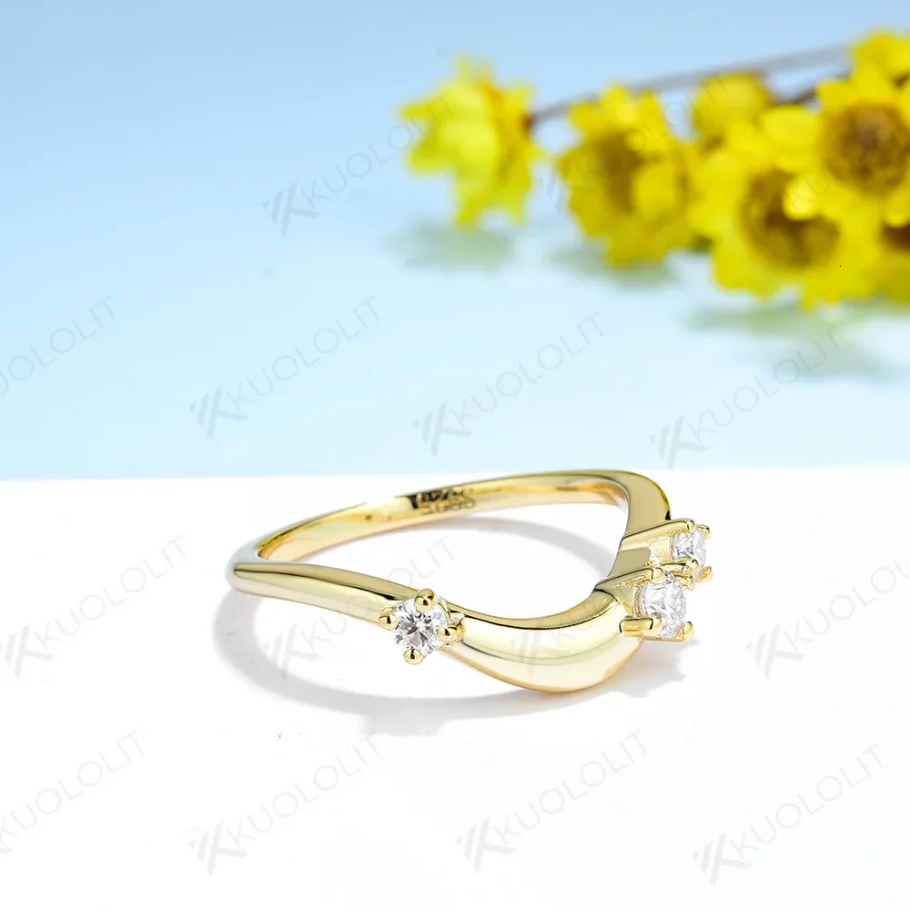 Kuololit 0.22CTW Round Cut Rings for Women Men Solid 18K 14K 10K 925 Sliver White Gold Wedding Band for Anniversary 250106